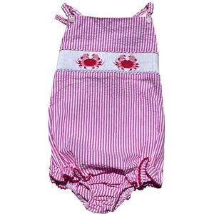 NWT! Silly Goose Vive La Fete Crabs Smocked One Piece Bubble Sun Suit Romper  6Y
